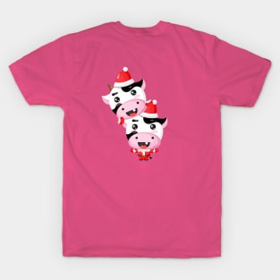 Cow Reindeer Hat Santa Christmas Lights T-Shirt